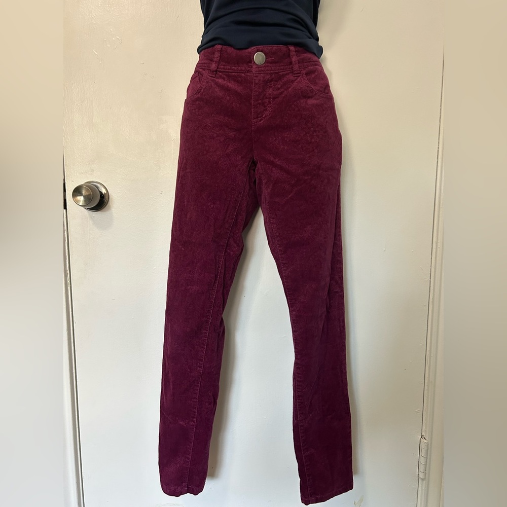 Paisley burgundy thin corduroy pants